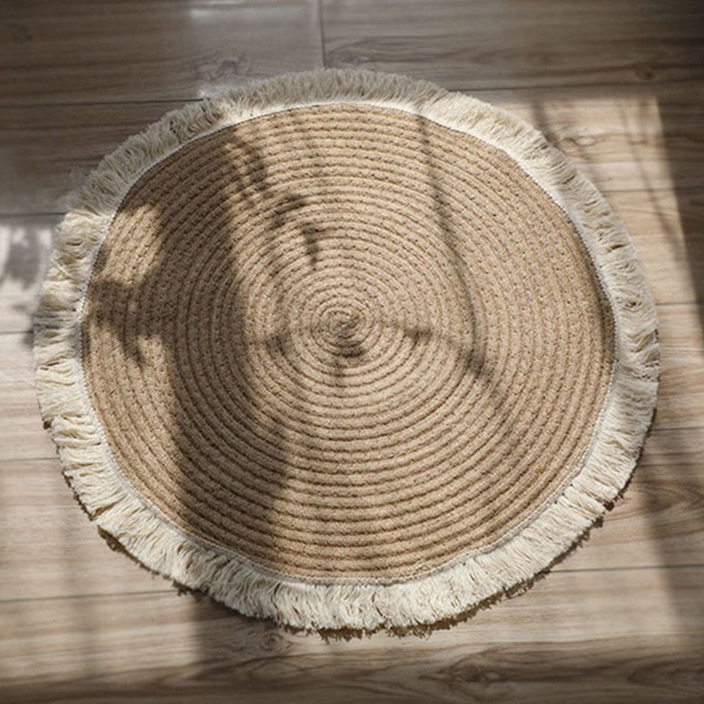 45cm Round Woven Floor Mat Anti Slip Braided Carpet Home Decoration Style 1