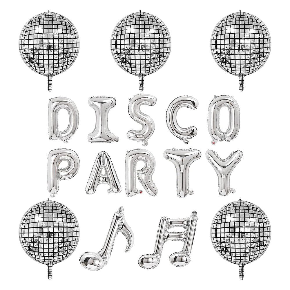 1 Set Silver Disco Foil Balloons Mirror Disco Balloon Party Decoration Supplies