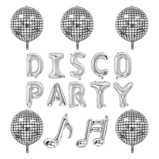 1 Set Silver Disco Foil Balloons Mirror Disco Balloon Party Decoration Supplies