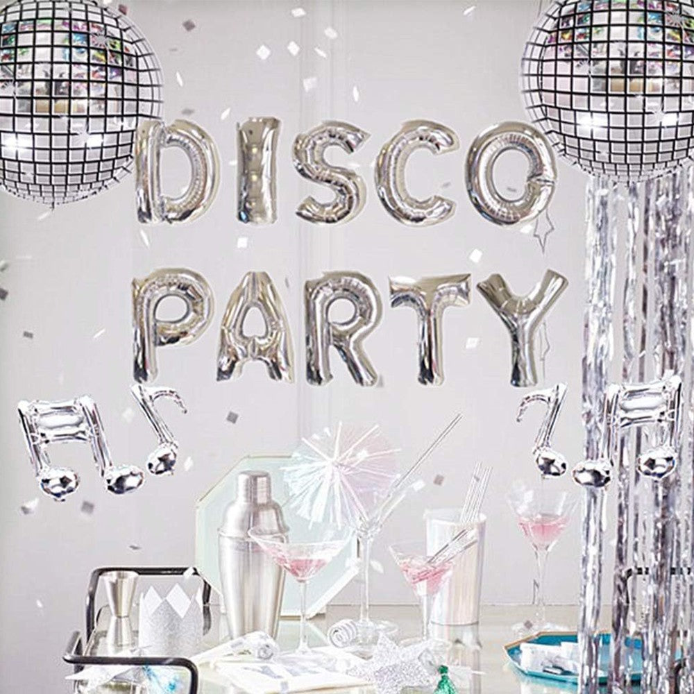 2 Sets Silver Disco Foil Balloons Mirror Disco Balloon Party Decoration Supplies