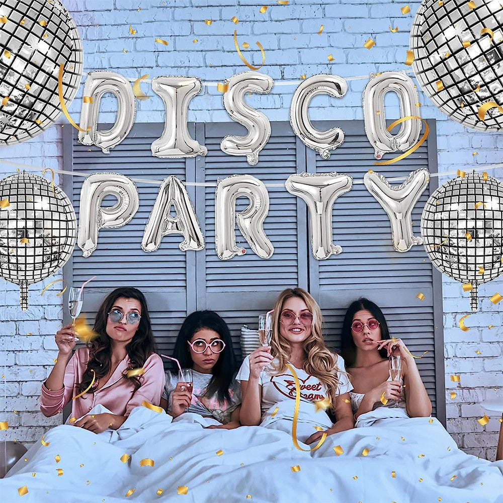 1 Set Silver Disco Foil Balloons Mirror Disco Balloon Party Decoration Supplies