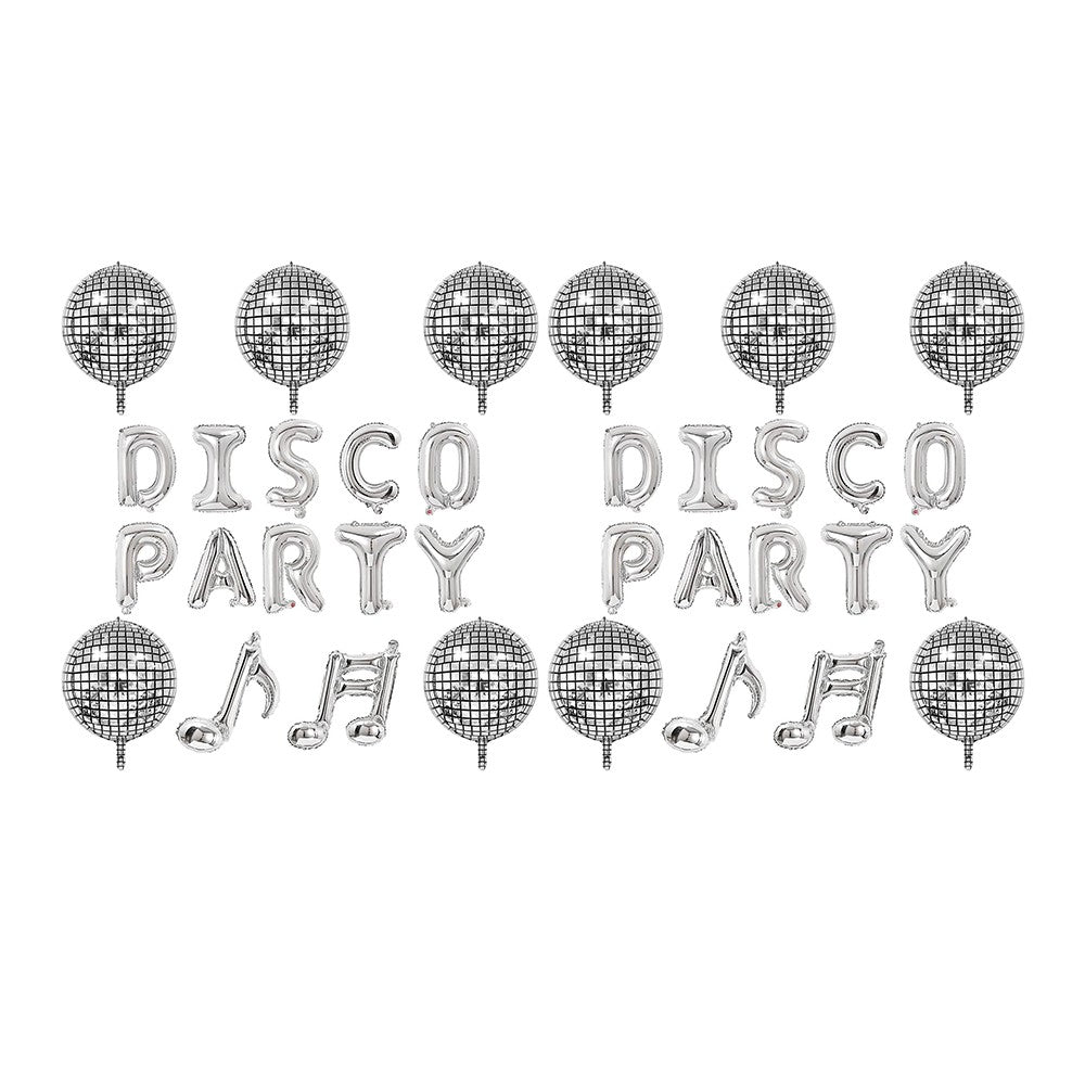 2 Sets Silver Disco Foil Balloons Mirror Disco Balloon Party Decoration Supplies