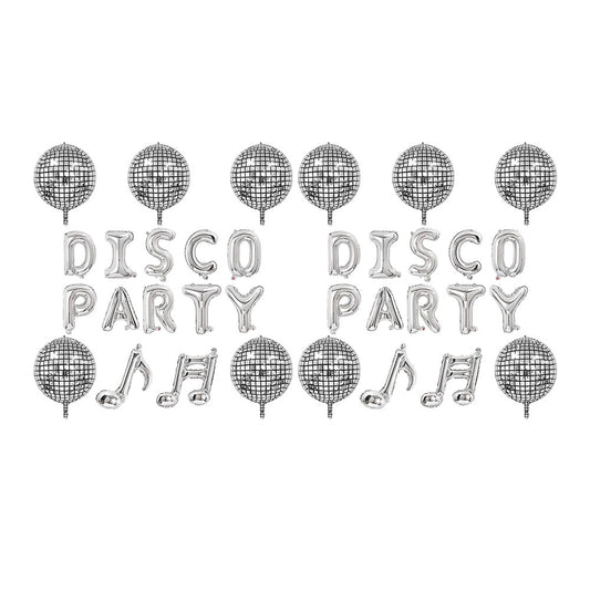 2 Sets Silver Disco Foil Balloons Mirror Disco Balloon Party Decoration Supplies