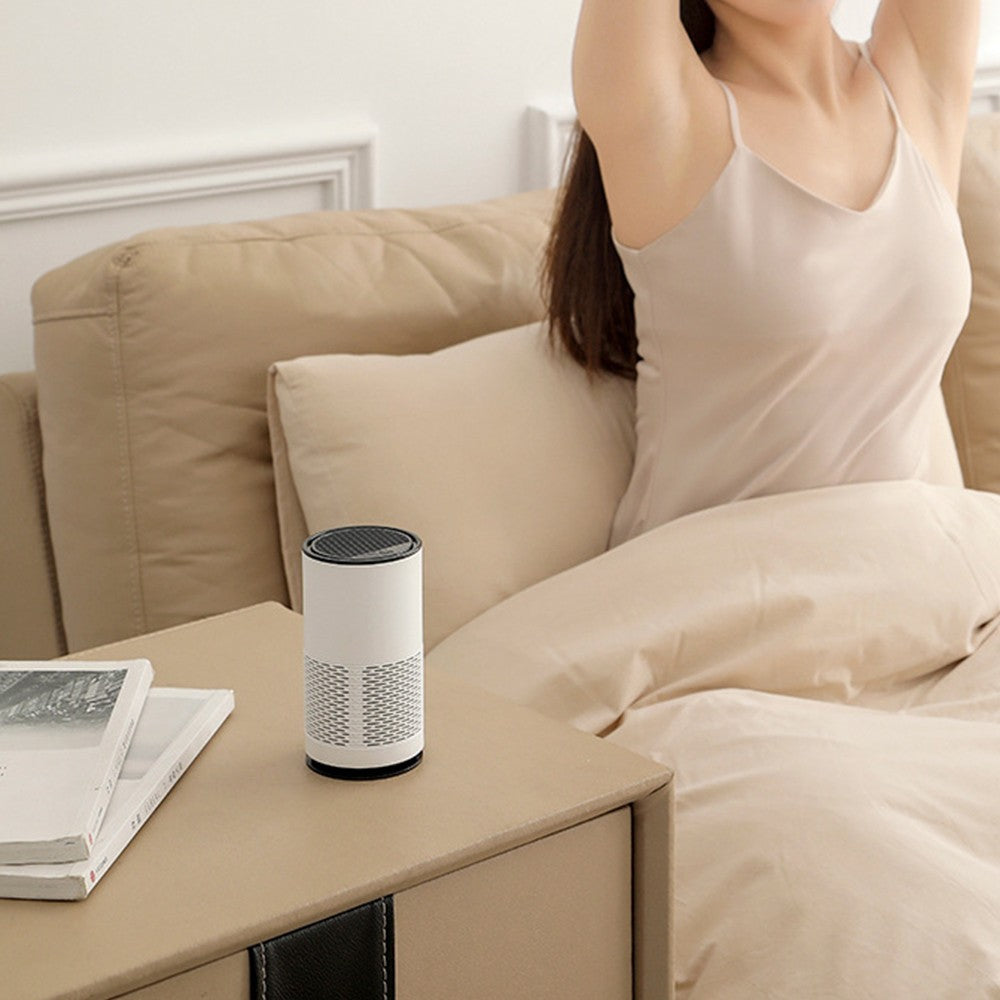 Portable Negative Ion Air Purifier with H12 Filter Air Cleaner for Car Home Bedroom White