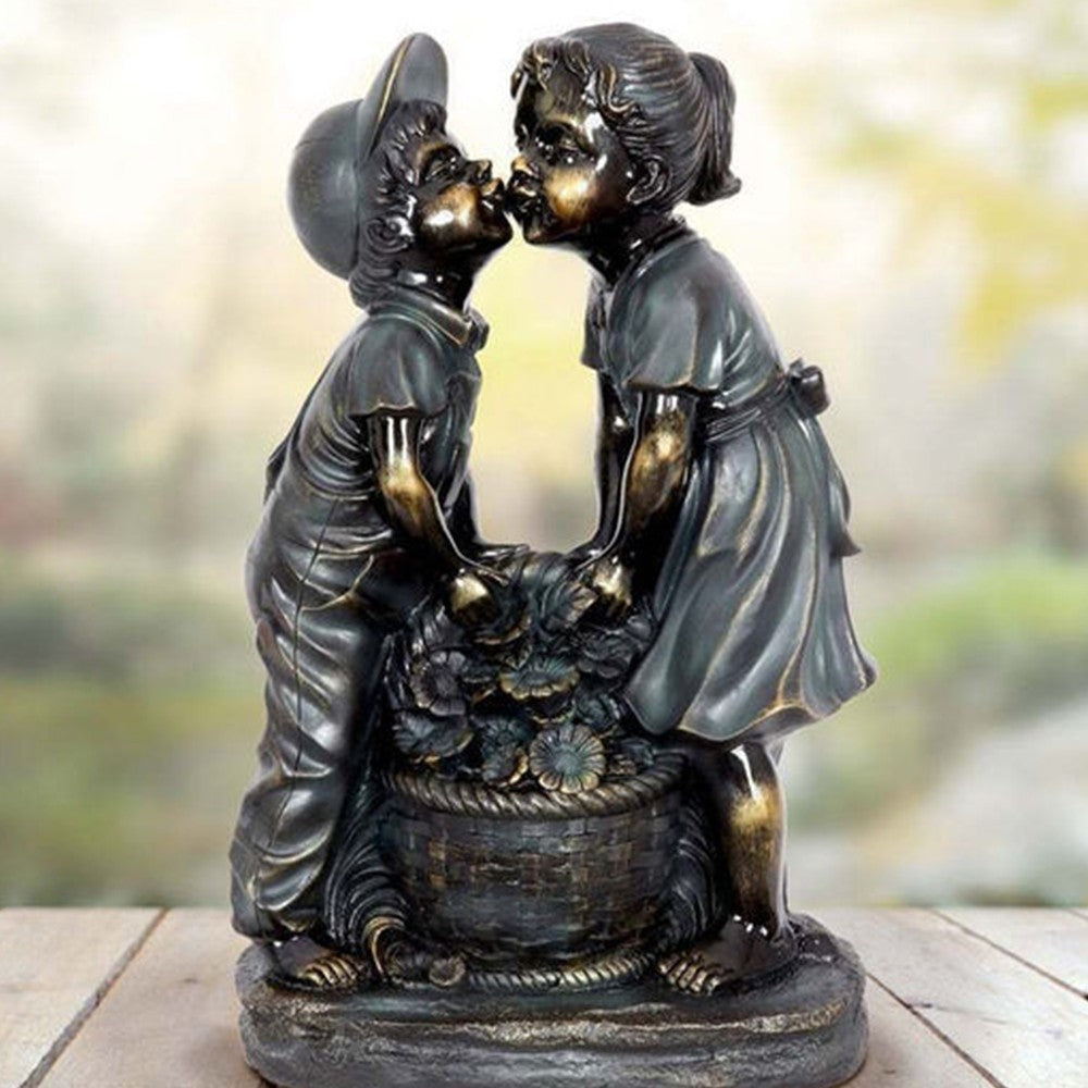 Mini Boy and Girl Garden Statue Figurine Outdoor Lawn Patio Ornament Home Decor Style 1