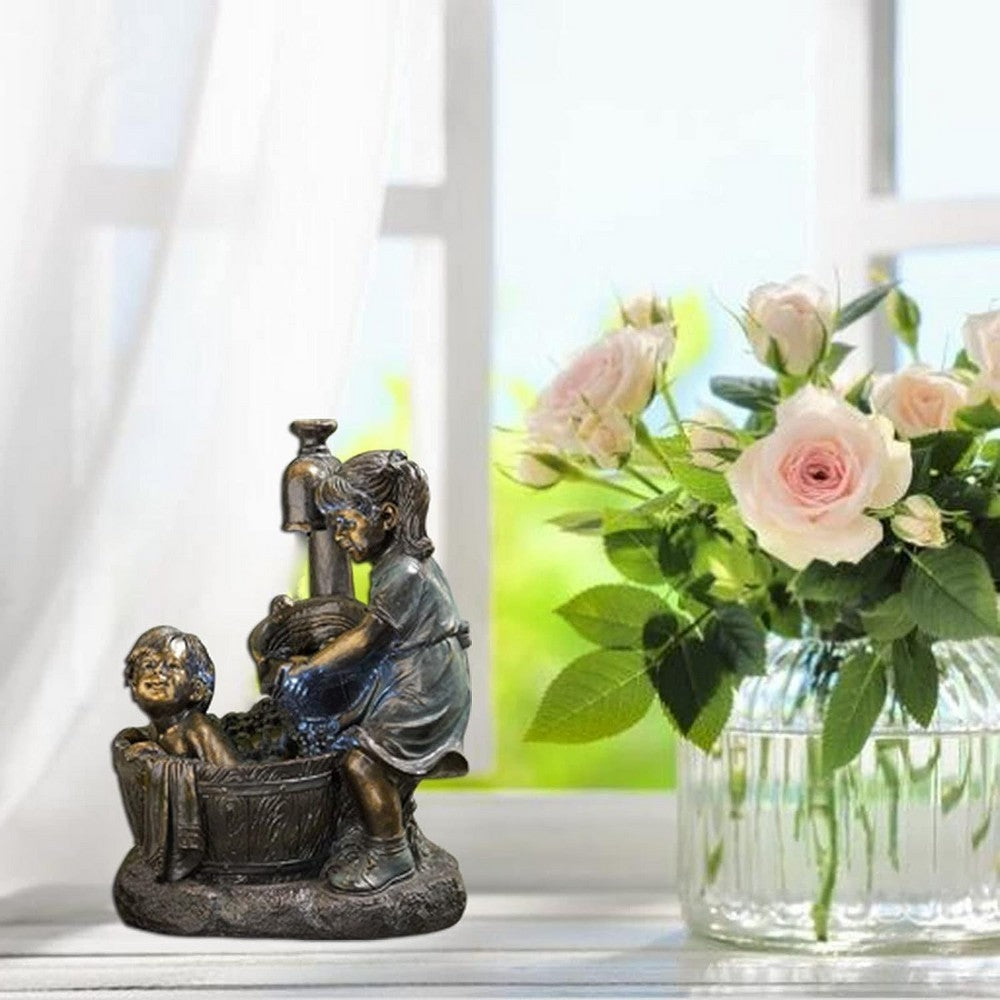 Mini Boy and Girl Garden Statue Figurine Outdoor Lawn Patio Ornament Home Decor Style 3