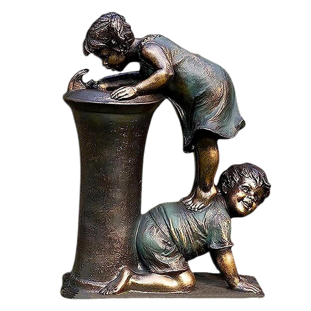 Mini Boy and Girl Garden Statue Figurine Outdoor Lawn Patio Ornament Home Decor Style 4