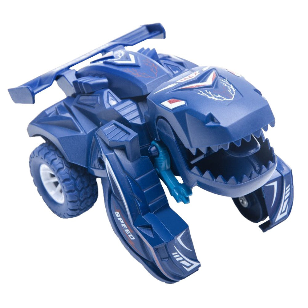 2 in 1 Kids Transforming Dinosaur Car Toy Automatic Transform Toy Car Dark Blue