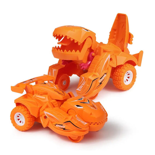 2 in 1 Kids Transforming Dinosaur Car Toy Automatic Transform Toy Car Orange