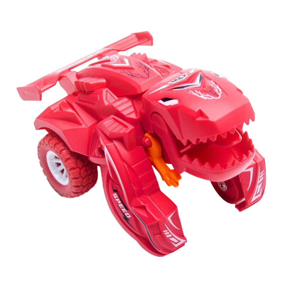 2 in 1 Kids Transforming Dinosaur Car Toy Automatic Transform Toy Car Rose Red