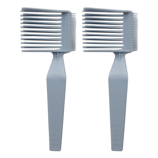2Pcs Barber Fade Combs Curved Positioning Hair Cutting Comb for Men Salon Styling Grey