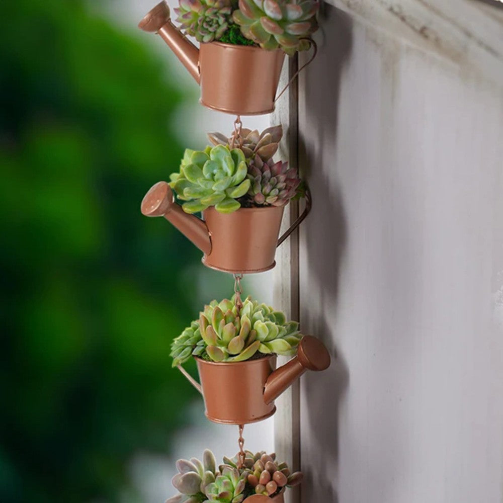 1Pc Watering Can Shaped Rain Chain Decorative Plant Pot Outdoor Hanging Garden Decor