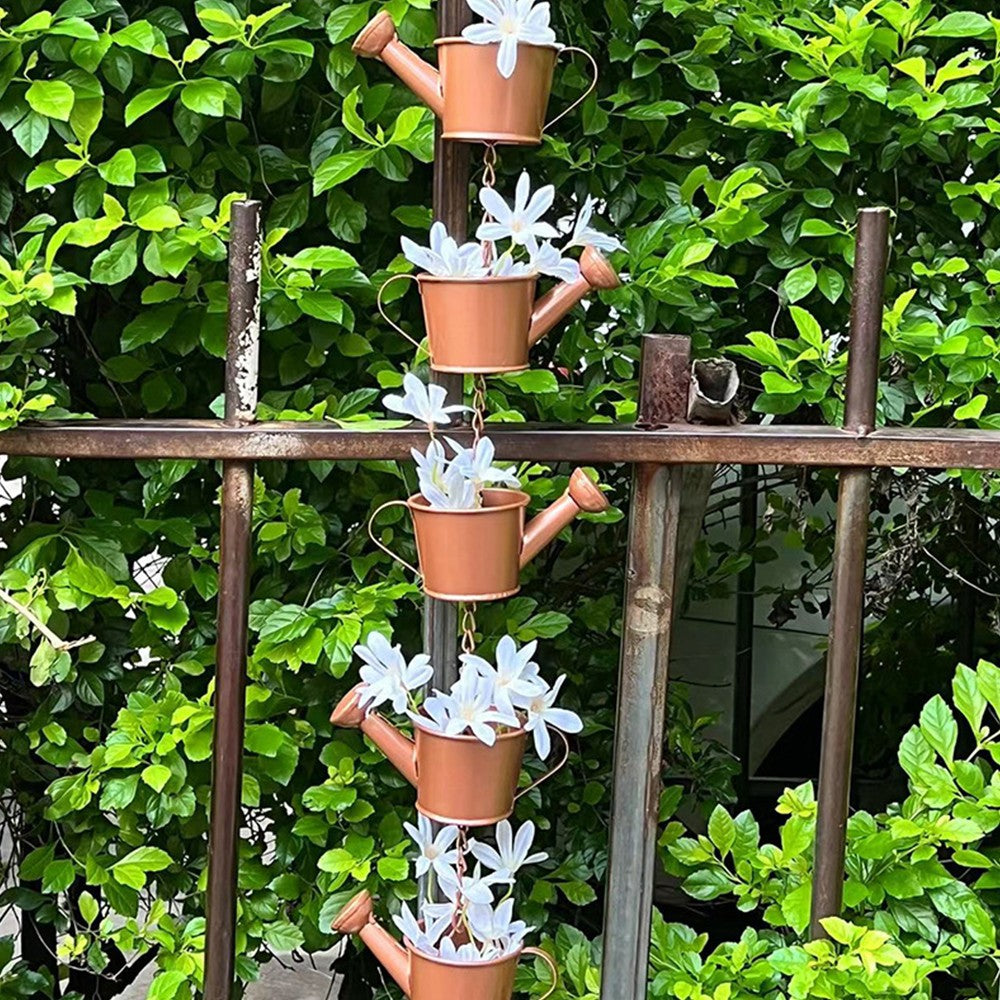 1Pc Watering Can Shaped Rain Chain Decorative Plant Pot Outdoor Hanging Garden Decor