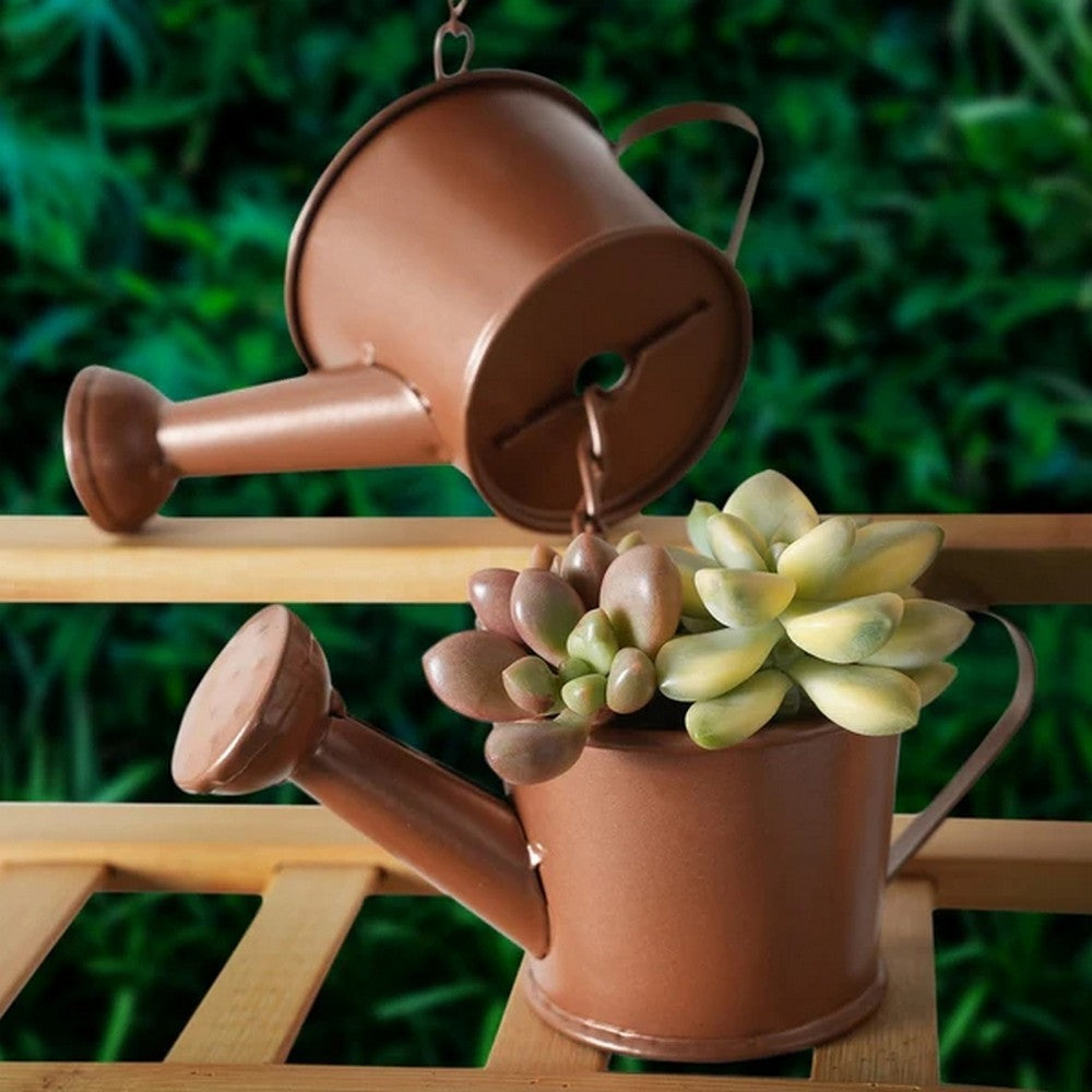1Pc Watering Can Shaped Rain Chain Decorative Plant Pot Outdoor Hanging Garden Decor