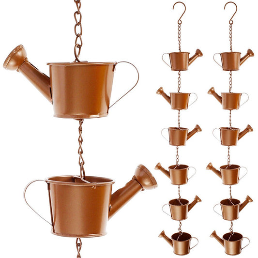 2Pcs Watering Can Shaped Rain Chain Decorative Plant Pot Outdoor Hanging Garden Decor