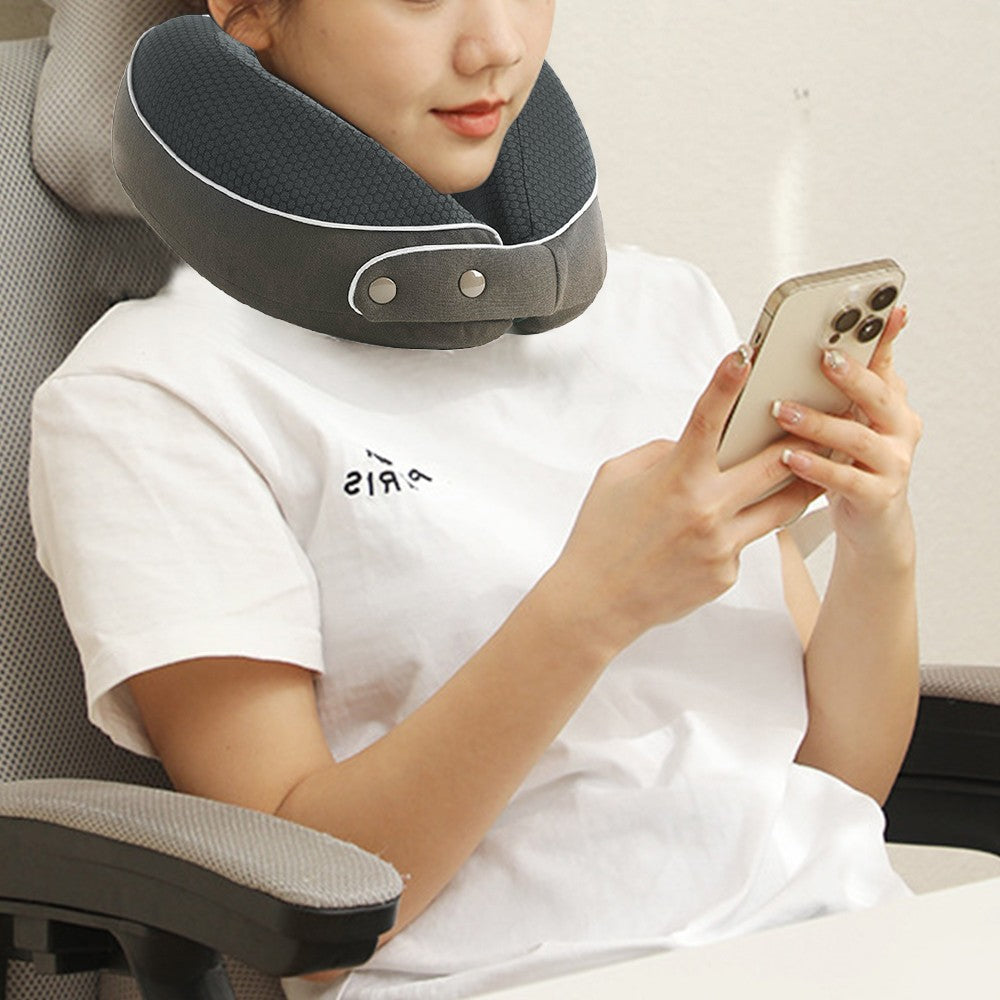 Travel Neck Pillow Memory Foam Neck Support Pillow with Eye Mask Earplugs Coffee