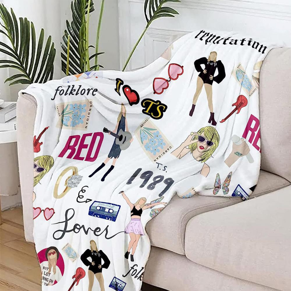 130x150cm Throw Blanket Soft Flannel Blanket Sofa Blanket Warm Bed Blanket White