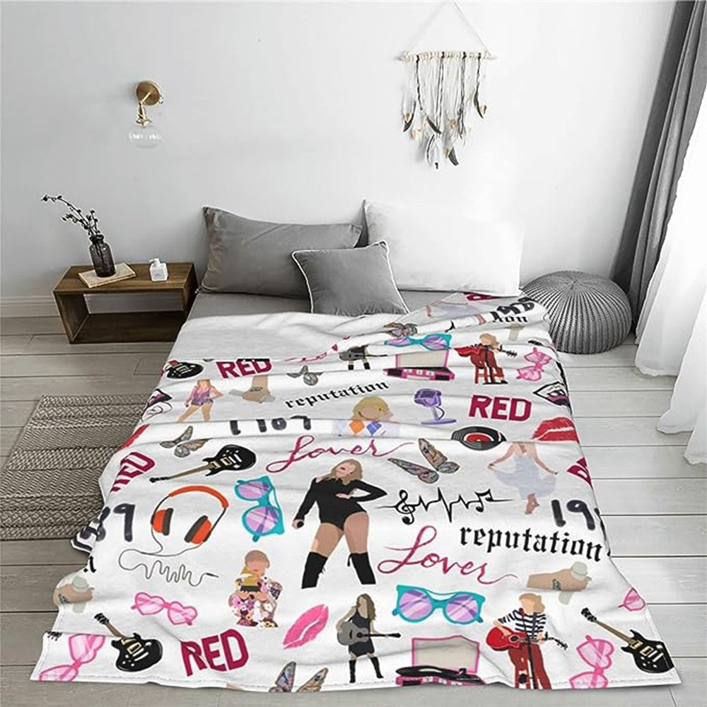 130x150cm Throw Blanket Soft Flannel Blanket Sofa Blanket Warm Bed Blanket White