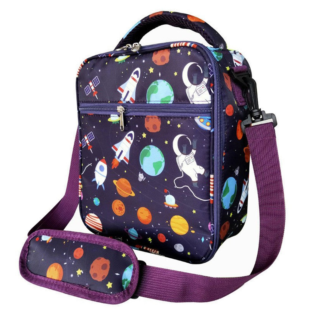 Portable Kids Insulated Lunch Bag Thermal Picnic Bag with Strap Purple