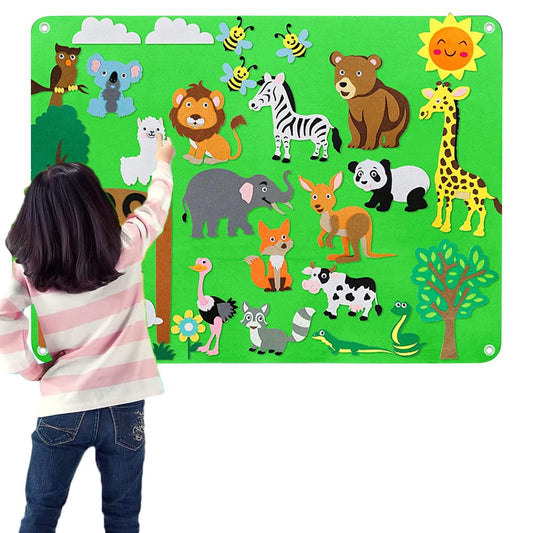 105x75cm Childrens Felt Zoo Story Board Set Kids Early Education Teaching Toy