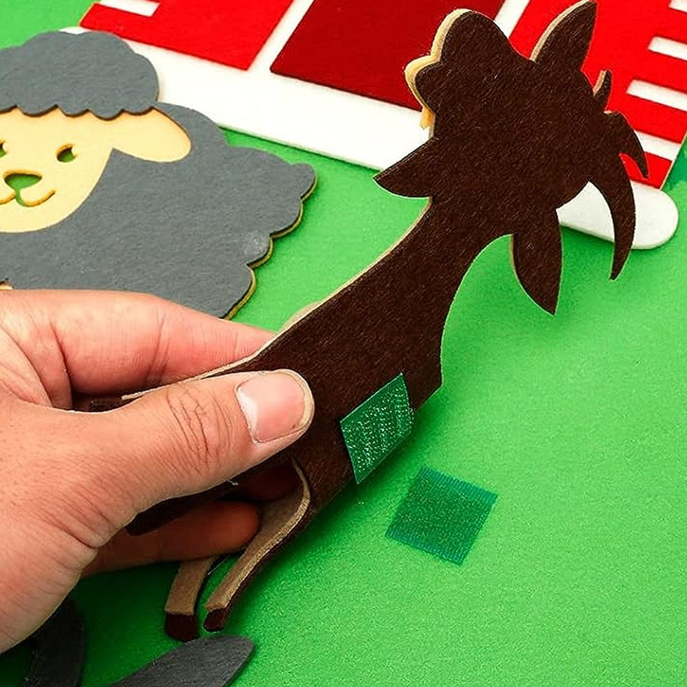 105x75cm Childrens Felt Zoo Story Board Set Kids Early Education Teaching Toy