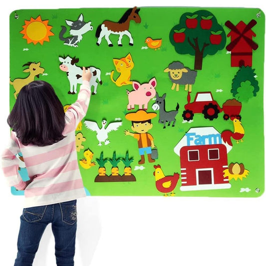 105x75cm Childrens Felt Farm Story Board Set Kids Early Education Teaching Toy