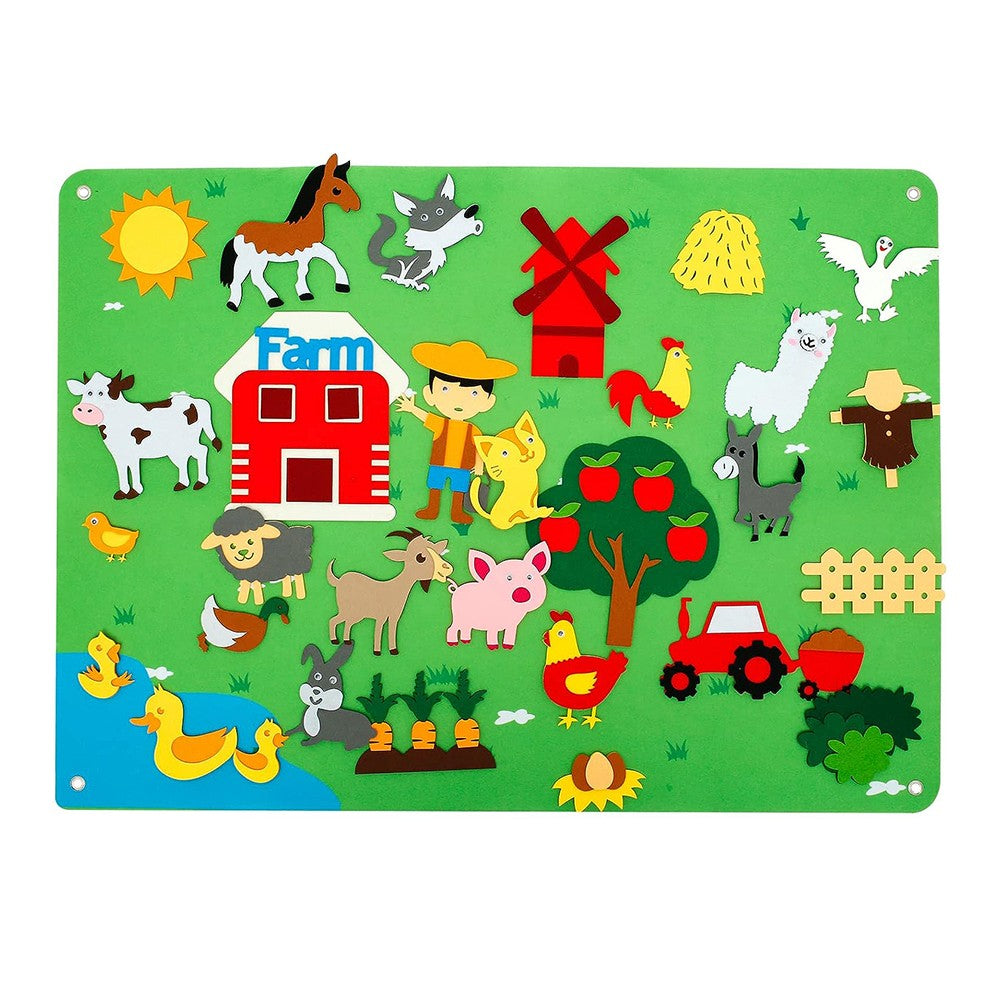 105x75cm Childrens Felt Farm Story Board Set Kids Early Education Teaching Toy