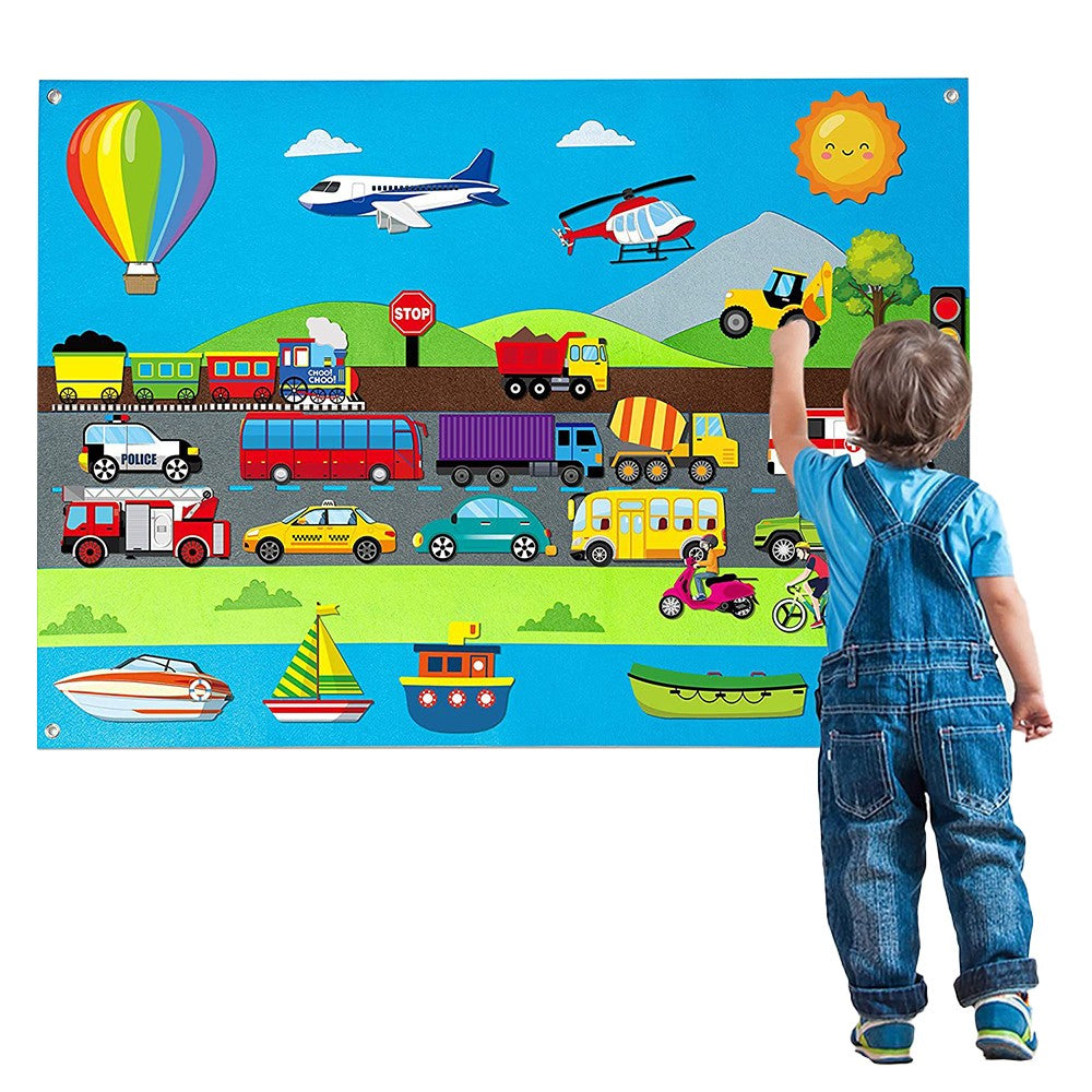 105x75cm Childrens Felt City Story Board Set Kids Early Education Teaching Toy
