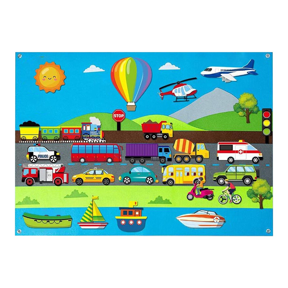 105x75cm Childrens Felt City Story Board Set Kids Early Education Teaching Toy