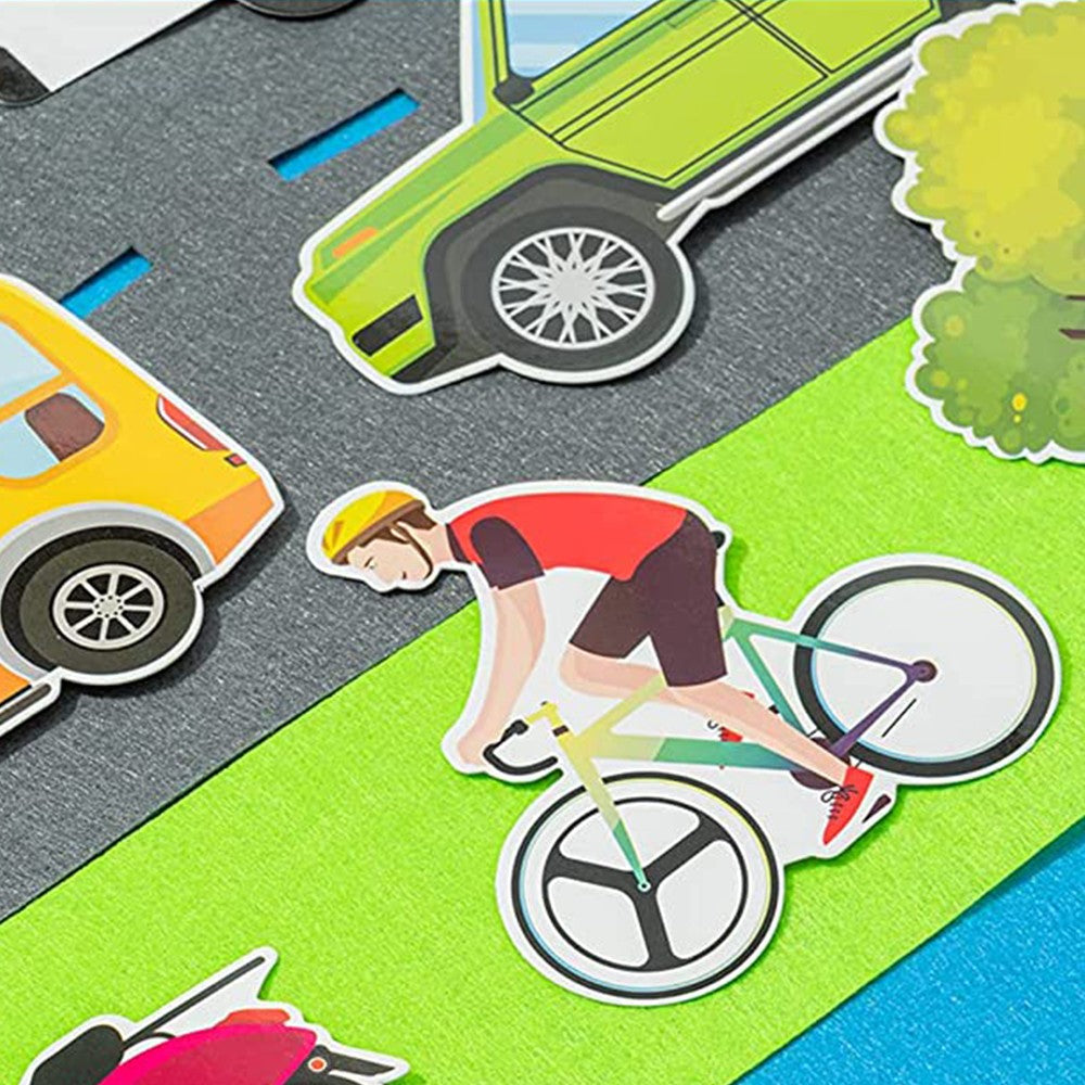 105x75cm Childrens Felt City Story Board Set Kids Early Education Teaching Toy