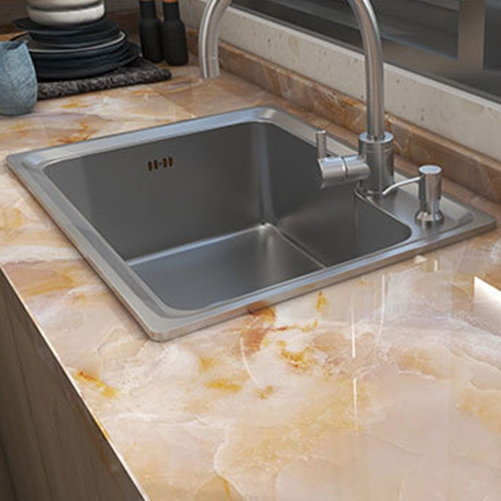 5M Self Adhesive Marble Texture Wallpaper Kitchen Countertop Covering Sticker Yellow