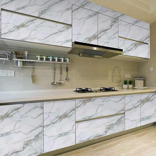 5M Self Adhesive Marble Texture Wallpaper Kitchen Countertop Covering Sticker White