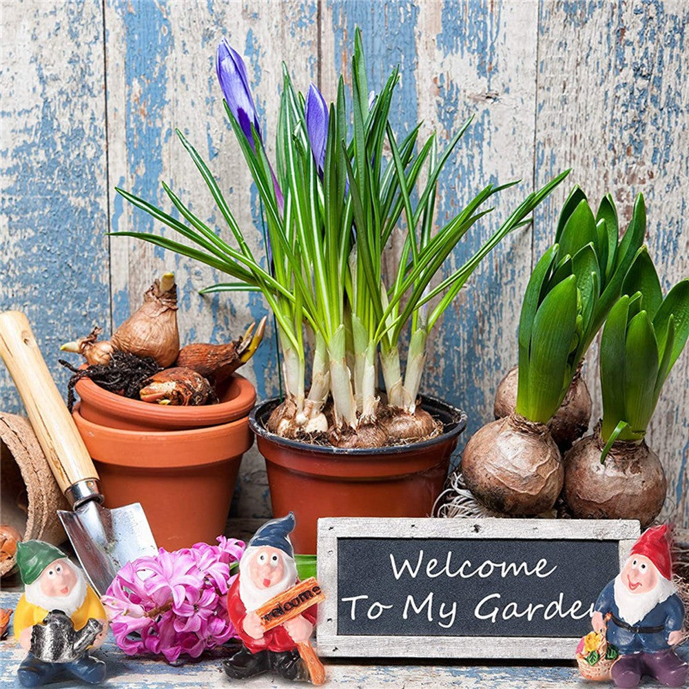 2 X 7-Piece Mini Gnome Statue Miniature Resin Statues Outdoor Garden Ornaments