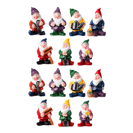 2 X 7-Piece Mini Gnome Statue Miniature Resin Statues Outdoor Garden Ornaments