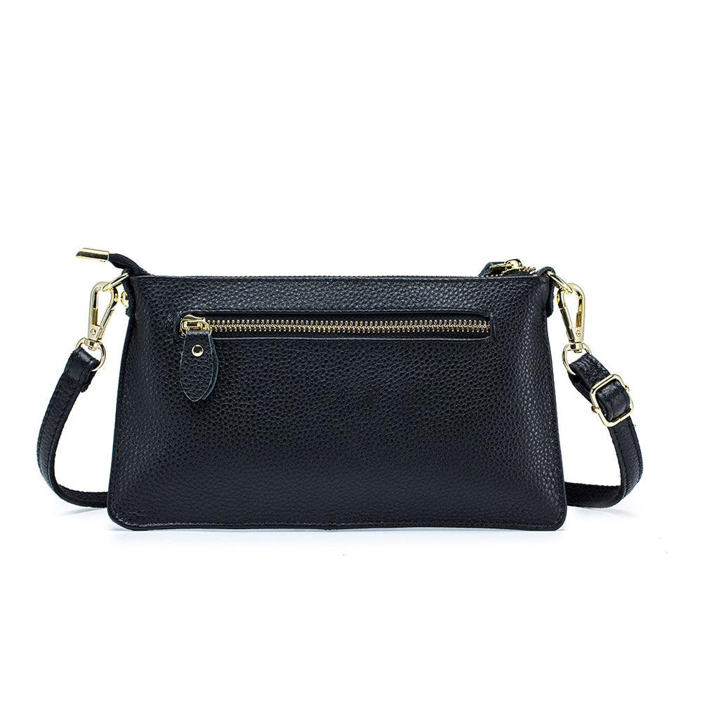 Womens Genuine Leather Crossbody Bag Handbag Shoulder Bag Clutch Wallet Black