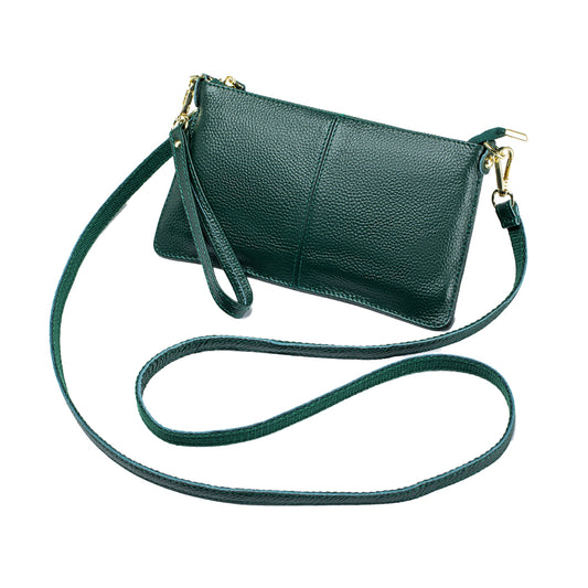 Womens Genuine Leather Crossbody Bag Handbag Shoulder Bag Clutch Wallet Green