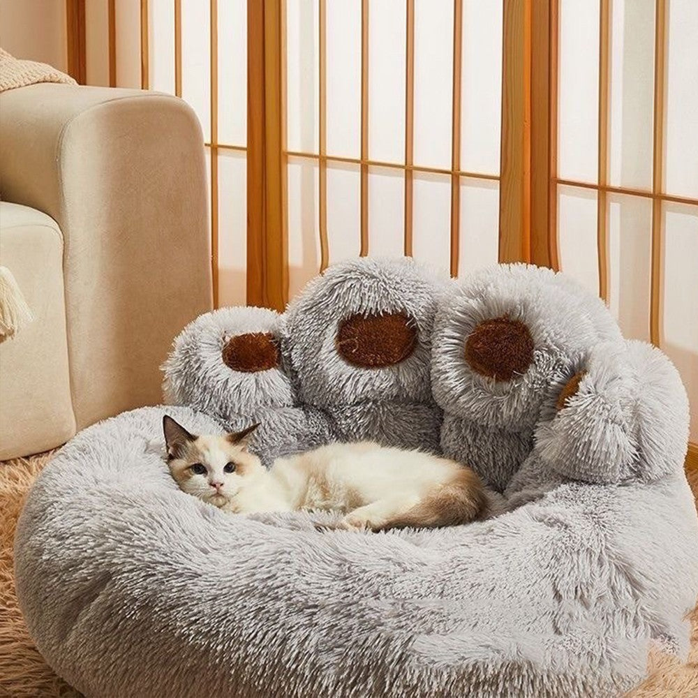 80cm Winter Warm Pet Bed Plush Dog Bed Pet Calming Bed for Puppy Cats Grey