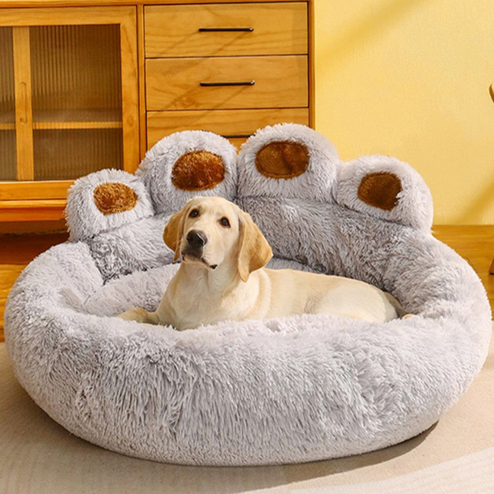 80cm Winter Warm Pet Bed Plush Dog Bed Pet Calming Bed for Puppy Cats Grey