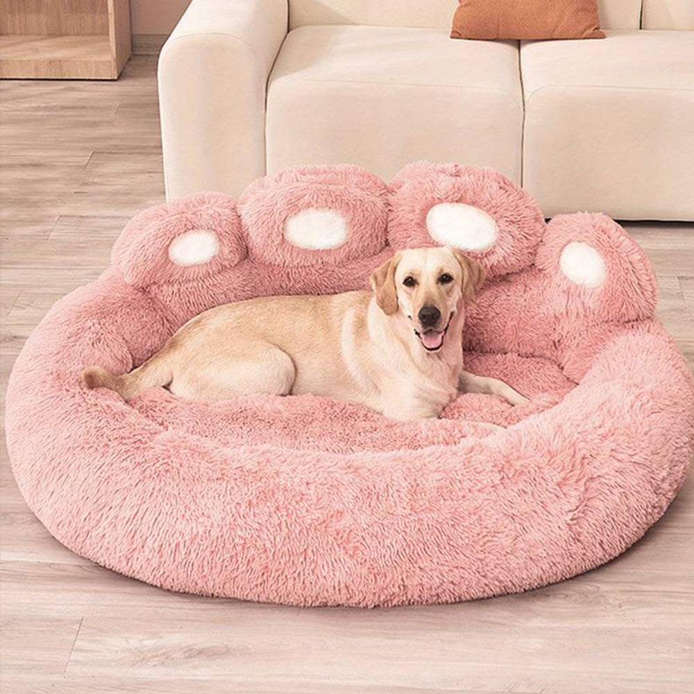 80cm Winter Warm Pet Bed Plush Dog Bed Pet Calming Bed for Puppy Cats Pink
