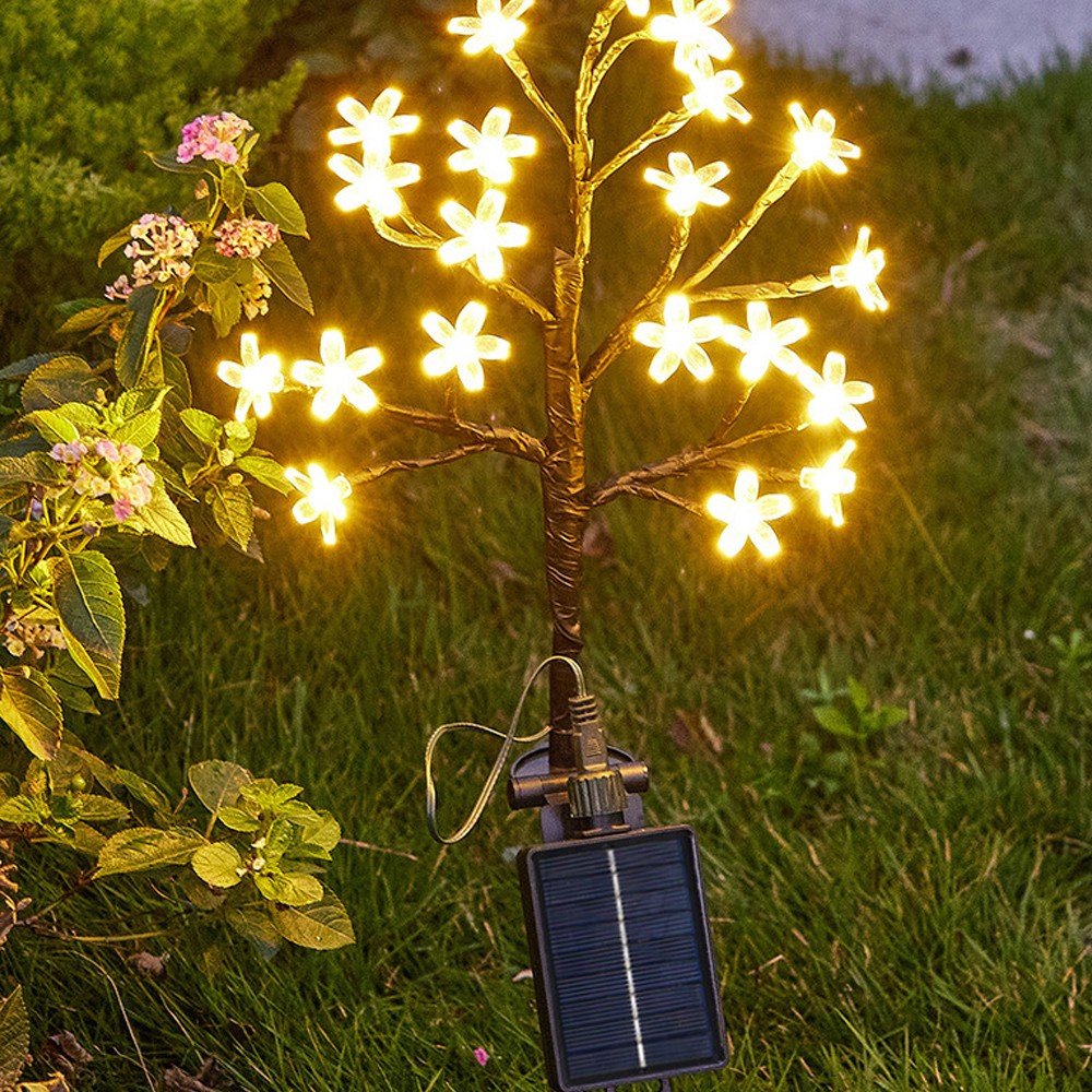 2Pcs 20LED Solar Flower Light Yard Pathway Light Garden Landscape Decorative Lamp Warm Light