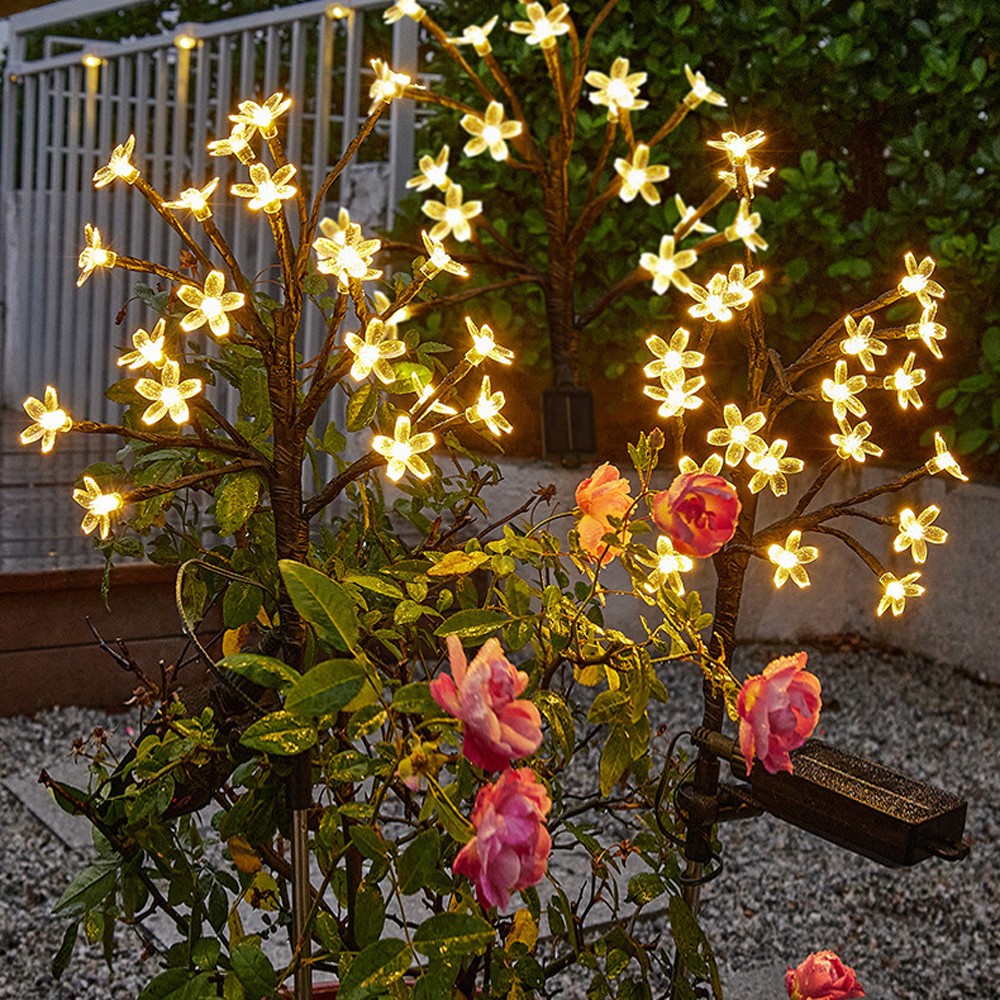 2Pcs 20LED Solar Flower Light Yard Pathway Light Garden Landscape Decorative Lamp Warm Light