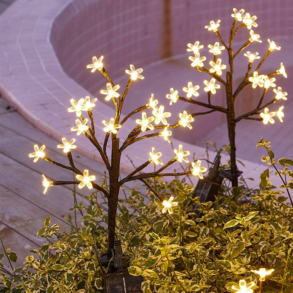 2Pcs 20LED Solar Flower Light Yard Pathway Light Garden Landscape Decorative Lamp Warm Light