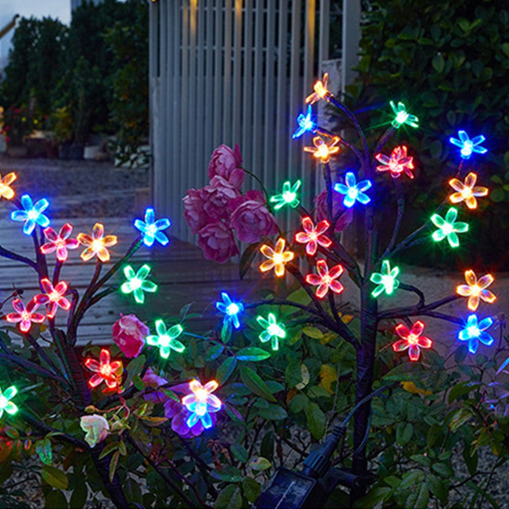 2Pcs 20LED Solar Flower Light Yard Pathway Light Garden Landscape Decorative Lamp Multicolor Light