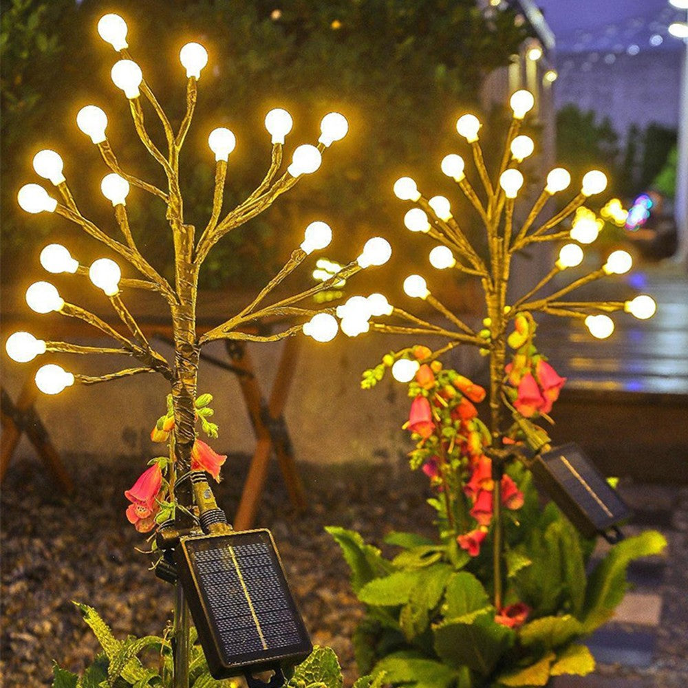 2Pcs 20LED Solar Ball Light Yard Pathway Light Garden Landscape Decorative Lamp Warm Light