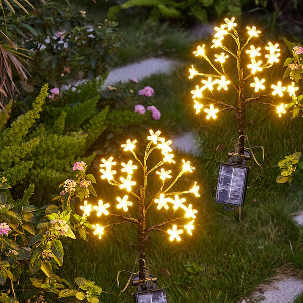 2Pcs 20LED Solar Flower Light Yard Pathway Light Garden Landscape Decorative Lamp Warm Light