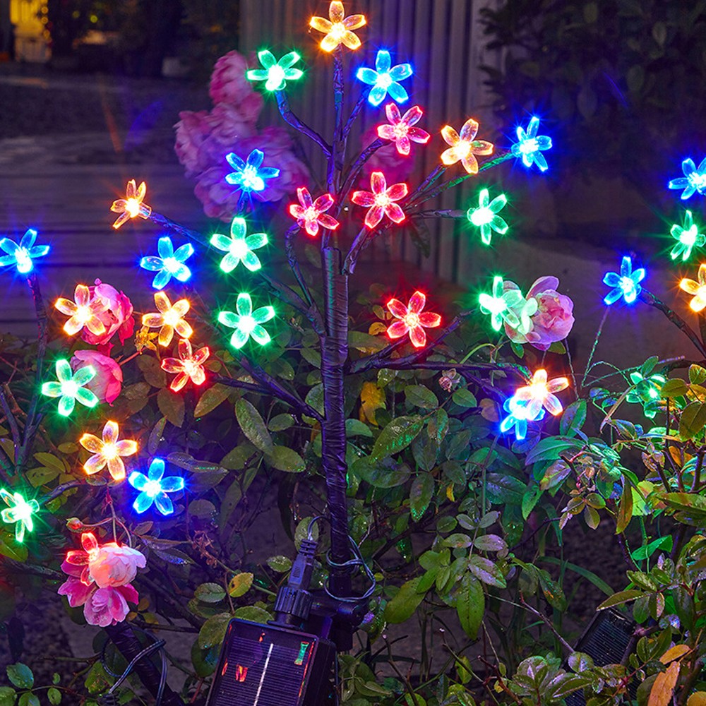 2Pcs 20LED Solar Flower Light Yard Pathway Light Garden Landscape Decorative Lamp Multicolor Light