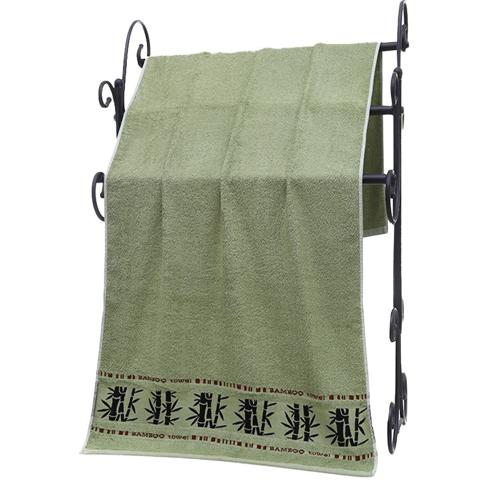 3-Piece Hand Towel and Bath Towel Set Quick Absorbent Bamboo Fiber Towel Green