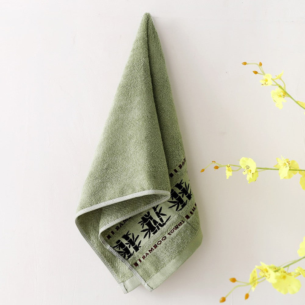3-Piece Hand Towel and Bath Towel Set Quick Absorbent Bamboo Fiber Towel Green