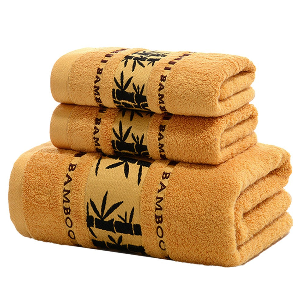 3-Piece Hand Towel and Bath Towel Set Quick Absorbent Bamboo Fiber Towel Coffee