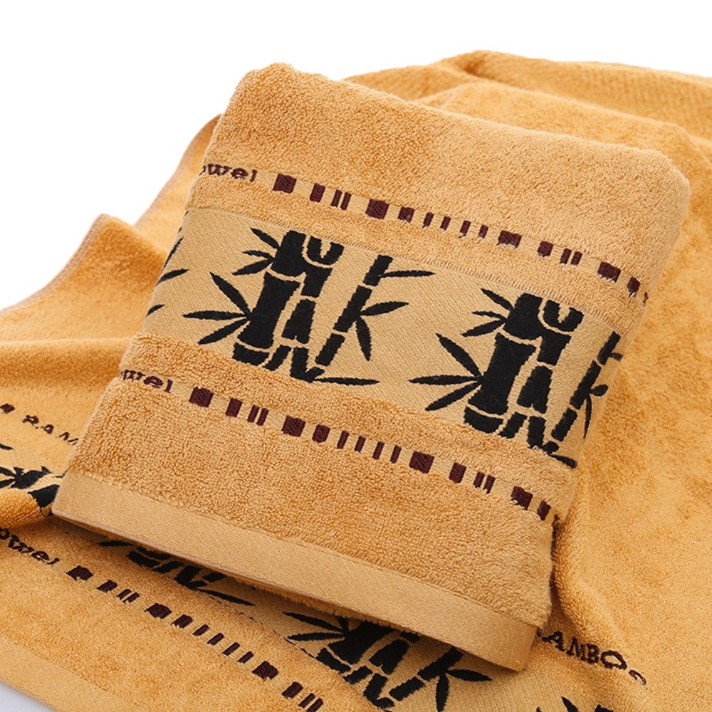 3-Piece Hand Towel and Bath Towel Set Quick Absorbent Bamboo Fiber Towel Coffee